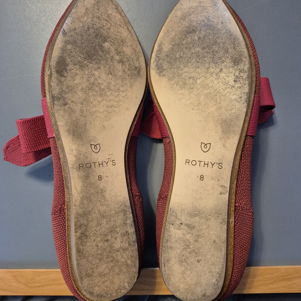 Rothy's Women's Burgundy Flats with Bow - Picture 3 of 3